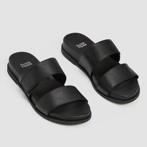 Eileen Fisher Dee Leather Slide Sandals Black